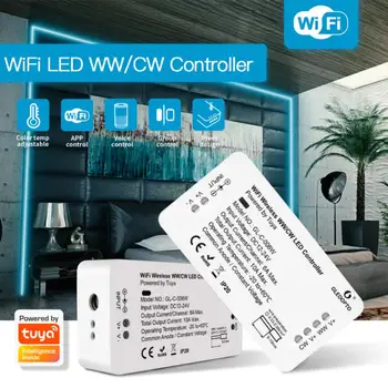 Tuya Wifi светодиодный Регулятор Цветовой Температуры 36 В постоянного тока 2,4 Г RF Беспроводной Пульт Дистанционного Затемнения 2CH * 5A WW CW CCT Контроллер WT1 Диммер