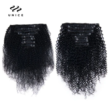 Unice100% Человеческие Волосы Длинные Джерри Вьющиеся На Заколке Для Наращивания Волос На Всю Голову Для Женщин Бразильские Волосы Remy 9 шт./1 компл.