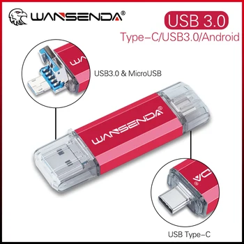 WANSENDA 3 В 1 OTG USB Флэш-накопитель 128 ГБ Флешка USB Stick 3,0 512 ГБ 256 ГБ 64 ГБ 32 ГБ для Type C/Micro USB Pen DriveU Диск