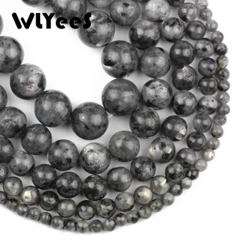 WLYeeS, бусины из натурального черного лабрадорита, спектролит, 4 6 8 10 12 мм, круглые бусины-распорки для изготовления ювелирных браслетов своими руками