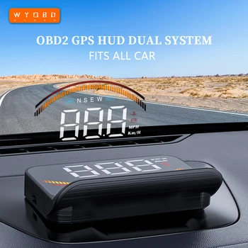 WYOBD M11 Автомобильный Проектор Скорости на Лобовое Стекло OBD2 GPS Двойная Система HUD Спидометр Сигнализация Безопасности Измеритель Головной Дисплей для Всех Автомобилей