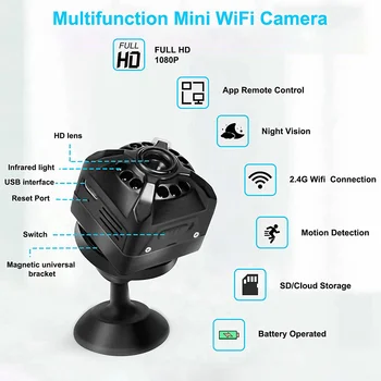 X5 Мини-камера 1080P 200W HD ночного видения, внутренняя Wifi-камера безопасности, камера удаленного просмотра, Поддержка хранения TF-карт