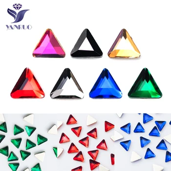YanRuo 100шт, Треугольник с плоским верхом 3 мм, Многоцветный Блеск из хрустального Стекла, аксессуары для красоты 