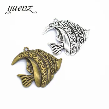 YuenZ 4 шт 2 цвета Античного серебряного цвета подвески в виде рыбок из цинкового сплава ожерелье, серьги браслет ювелирные изделия DIY ручной работы 37*35 мм D775