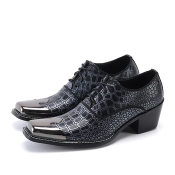 Zapatos 2023, Большие размеры, броги для деловых Вечеринок, Мужские Оксфорды на шнуровке, Черные мужские вечерние туфли из натуральной кожи с квадратным носком