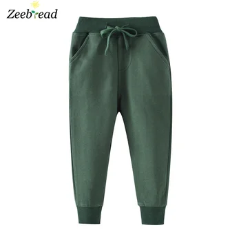 Zeebread/Новое поступление, зеленые детские спортивные штаны на осень-весну для мальчиков и девочек, брюки полной длины, Детские штаны, однотонный детский костюм