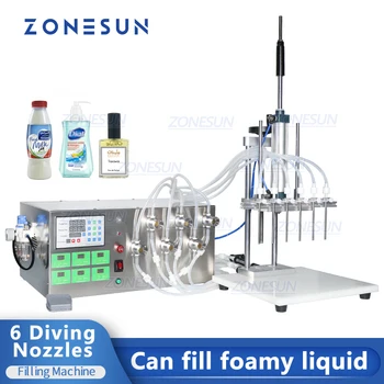 ZONESUN 6 инъекционных сопел, Электрическая полуавтоматическая машина для розлива эфирных масел, парфюмерной воды, Магнитный насос для наполнения жидкости