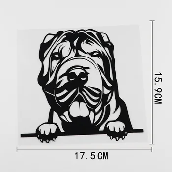 Автомобильная наклейка с собакой Шарпей, Виниловая наклейка с Выглядывающей Собакой, Черный/Серебристый 17,5 см x 15,9 см