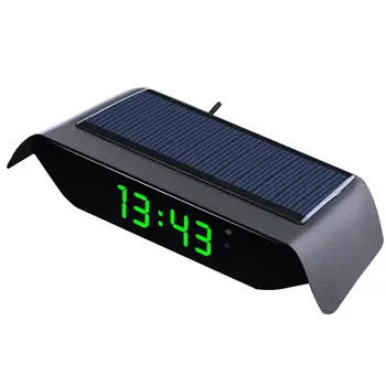 Автомобильные цифровые часы С термометром на солнечной батарее, приборная панель автомобиля, ЖК-цифровые электронные часы, Многофункциональные универсальные беспроводные