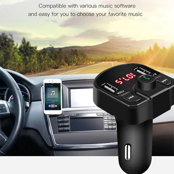Автомобильный Bluetooth-комплект с двумя портами USB3.1A, Зарядное устройство, Bluetooth-MP3-плеер, Беспроводной FM-передатчик, USB-музыкальный плеер для всех мобильных телефонов