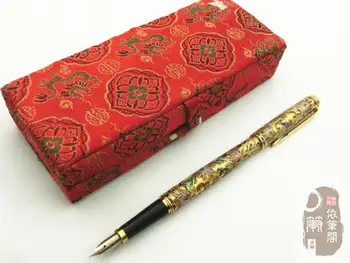 Авторучка Golden star 130 12k chingtai, изысканный бронзер с тиснением из меди и фарфора, оригинальная подарочная коробка, качественный подарок