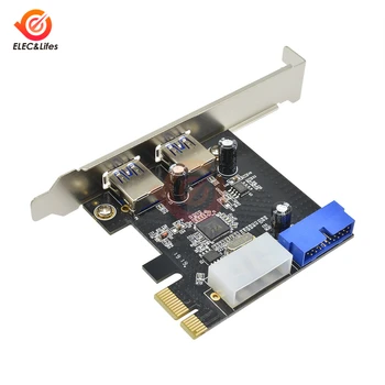 Адаптер карты расширения USB 3.0 PCI-E Внешний 2 порта PCI Express USB 3.0 Концентратор Внутренний с 4-контактным и 20-контактным адаптером для карт управления