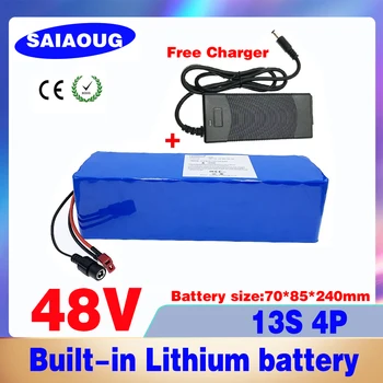 Аккумулятор для электровелосипеда SAIAOUG 48V10ah/15ah/20ah/25ah/30ah 13S 4P со встроенным зарядным устройством 2A 15A BMS для Электровелосипедов