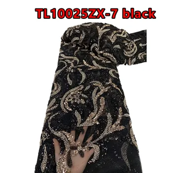 Африканская Кружевная Ткань 2023, Высококачественная Кружевная ткань с пайетками, 5 Ярдов Французского Тюля, Кружевные ткани для Шитья в Нигерийском стиле Для Жениха TL10025ZX