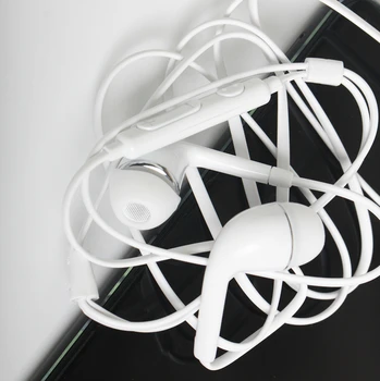 Белые Наушники-вкладыши с разъемом 3,5 мм с микрофоном Для управления Музыкой, Наушники для мобильного телефона iPhone Samsung S4 J5 100 шт./лот