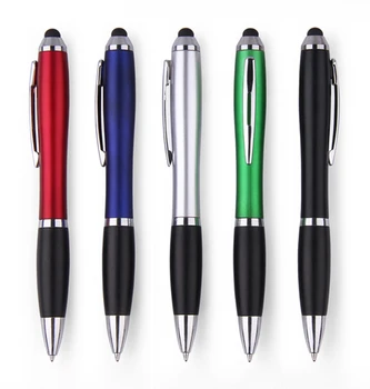 Бесплатный 1 цветной логотип 1500 шт./лот, металлический цветной стилус с сенсорным экраном, шариковая ручка с индивидуальным логотипом, рекламные ручки, реклама
