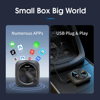 Беспроводная коробка CarPlay Android, автоматическая мультимедийная система Android, встроенная навигация Поддерживает только автомобиль с OEM-проводным CarPlay Ownice