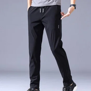 Весенне-летние мужские брюки с эластичной резинкой на талии, Модные повседневные брюки на шнурке в корейском стиле, Мужские прямые брюки для уличной одежды