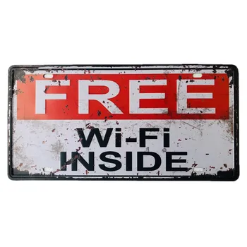 Винтажный Бесплатный Wi-Fi США Номерной Знак Винтажная Металлическая Жестяная Вывеска Бар Паб Кафе Гараж Домашний Декор Стен 15x30 см