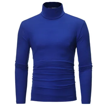 водолазка для мужчин, однотонный тонкий эластичный пуловер, мужская весенне-осенняя водолазка, мужская вязаная брендовая футболка с длинным рукавом
