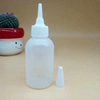 Высококачественные 50шт 100 мл LDPE Пустые пластиковые бутылки-капельницы для выжимания клея или пасты, бутылка с оловянной крышкой, упаковка для жидкого мыла