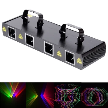 Высококачественный 4-линзовый лазерный проектор RGBY DMX мощностью 580 МВт, освещение для дискотеки, DJ-сцены, вечеринки, профессиональное освещение с 4 головками для мытья луча