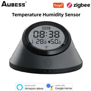 Датчик температуры и влажности Tuya Zigbee Smart Life Пульт дистанционного управления Smart Linkage ЖК-дисплей Через Alexa Google Home Умный Дом
