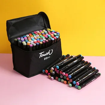 Двуглавый рисованный маркер 80 цветов Переносная матерчатая сумка с водонепроницаемой и быстросохнущей детской кистью для рисования