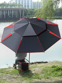 Двухслойный складной большой садовый зонтик 2,4-2,6 м, ветрозащитный зонт, Большой открытый зонт для пляжа, зонт для рыбалки, тень от зонта