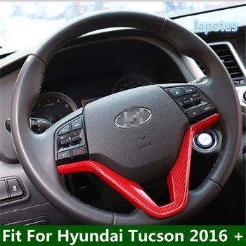 Декоративная полоска для кнопки автоматического рулевого колеса, защитная накладка, подходит для Hyundai Tucson 2016-2020, красный/Аксессуары из углеродного волокна