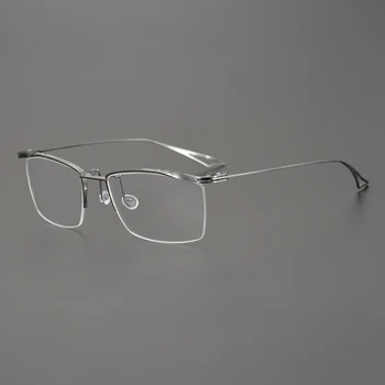 Деловые очки из чистого титана, Очки в полукадровой оправе, Мужские Квадратные очки весом 6,8 г, ультралегкая оправа для близорукости, Линзы по рецепту для большого лица, Очки