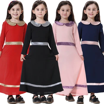 Детская Абайя для девочек, Турецкий Детский Хиджаб, Мусульманское Платье Макси с длинными рукавами, Абайи, Ислам, Арабский Кафтан, Дубайский Кафтан, Исламская Одежда