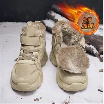 Детская обувь, зимняя теплая хлопковая обувь с высоким берцем, Бархатные сапоги для девочек и мальчиков, зимние ботинки, Chaussures Pour Enfants