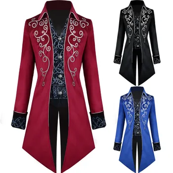 Джентльменское мужское пальто, модный винтажный фрак в стиле стимпанк, куртка, готический викторианский сюртук, мужской форменный костюм