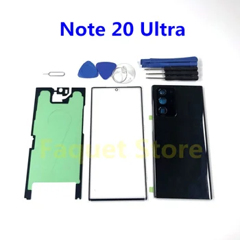 Для SAMSUNG Galaxy Note 20 и Note20 Ultra 5G Крышка батарейного отсека Задний стеклянный корпус + Передняя сенсорная стеклянная панель Запасные части