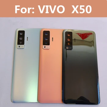 Для Vivo X50 5G Задняя Крышка Батарейного отсека Задняя Дверца корпуса Стеклянный Чехол для VIVO X50 V2001A Крышка батарейного отсека с Заменой объектива камеры