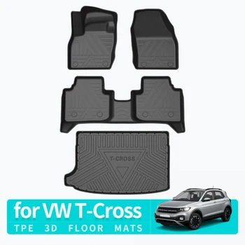 для VW T-Cross TCROSS Автомобильные коврики для багажника, TPE 3D Коврик для ног, лоток без запаха, Аксессуары для интерьера, Левый водитель