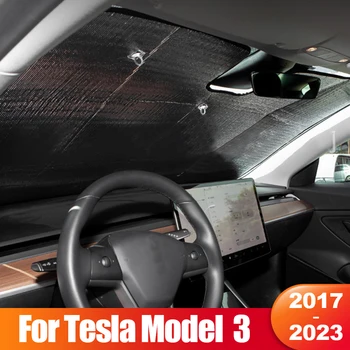Для модели Tesla 3 2017- 2021 2022 2023 Модель 3 С тремя Солнцезащитными Козырьками На лобовом стекле Автомобиля Блокирует ультрафиолетовые лучи Аксессуары Для солнцезащитных Козырьков