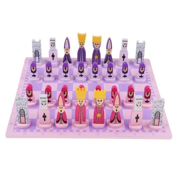 Дорожный набор шахмат с шахматной доской Развивающие игрушки для детей и взрослых Розовый
