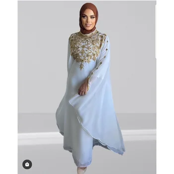 Дубайский кафтан Абайя, расшитый бисером, для арабской вечеринки, Модное платье Абайя, длина Курта 60 дюймов