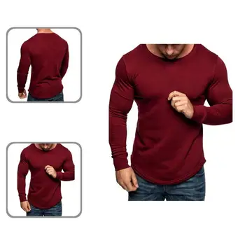 Дышащий Шикарный однотонный Пуловер с длинным рукавом, Простой мужской Пуловер, Эластичный для дома