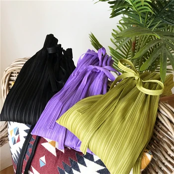 Женская 2023 Новейшая дизайнерская сумка Miyake Fold, сумка через плечо, Модная Портативная льняная сумка со шнуровкой, плиссированная сумка, сумка с Единорогом
