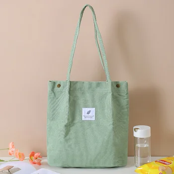 Женская Вельветовая сумка для покупок, сумка на плечо из холщовой ткани для девочек, Экологическая сумка для хранения, Многоразовые Складные эко-сумки для продуктов