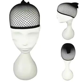 Женская эластичная нейлоновая шапочка для парика с открытым концом, черная сетчатая подкладка, Короткая сетчатая сетка для волос