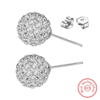 Женские новые высококачественные ювелирные изделия из стерлингового Серебра 925 Пробы Shambhala Crystal Ball Серьги-гвоздики XY0198