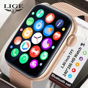 Женские Смарт-часы LIGE 2023, Умные часы для женщин, Фитнес-часы с Bluetooth-Вызовом, Цветной Сенсорный HD-экран, Наручные часы из Розового Золота