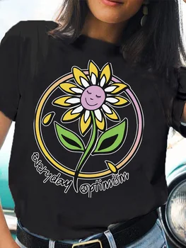 Женские футболки с изображением подсолнуха, повседневная милая одежда с героями мультфильмов, Весна-лето, женская футболка с коротким рукавом, модная женская футболка с графическим рисунком