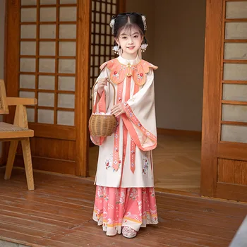 Женский Китайский традиционный народный костюм Династии Тан Hanfu, одежда для выступлений феи, Восточный китайский костюм, Детское платье для сценических танцев