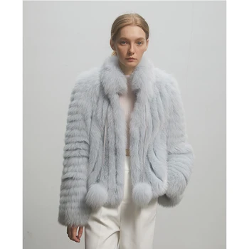 Женское зимнее пальто из натурального лисьего меха, высококачественное молодежное пальто в иностранном стиле, дизайн Hairball 2023, Пушистая короткая куртка High Street