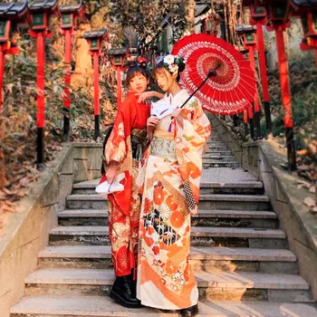 Женское традиционное кимоно в Японском стиле, Летнее длинное платье Юката с длинным рукавом в стиле Ретро, костюм для косплея, платье для выступлений на сцене